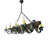 Люстра подвесная Фрегат-8 Тарсьма без плафона на 24 лампы, основание коричневое в стиле кантри 