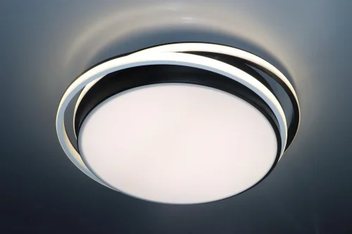 Светильник потолочный LED с пультом 81038/5C Natali Kovaltseva белый 1 лампа, основание белое чёрное в стиле хай-тек с пультом кольца фото 8