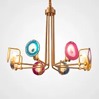 Люстра подвесная AGATE 5 L8 219520-26 ImperiumLoft разноцветная на 8 ламп, основание золотое в стиле арт-деко 