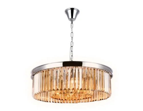 Люстра подвесная TR5097 Ambrella light янтарная на 8 ламп, основание хром в стиле современный классический 
