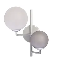 Бра Гамбург 605028602 DeMarkt белый серый 2 лампы, основание серебряное в стиле модерн молекула шар