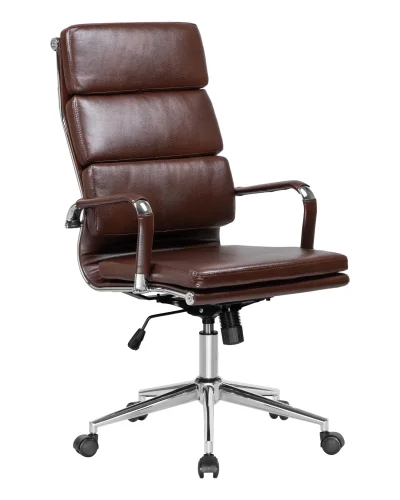 Офисное кресло для руководителей DOBRIN ARNOLD (коричневый) цвет сиденья коричневый, цвет основания хромированная сталь Dobrin, коричневый/экокожа, ножки/металл/, размеры - 1090*1160**** фото 2