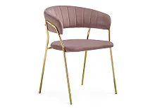 Стул на металлокаркасе Kamelia 1 light purple /gold 15474 Woodville, розовый/велюр, ножки/металл/золотой, размеры - ****600*520