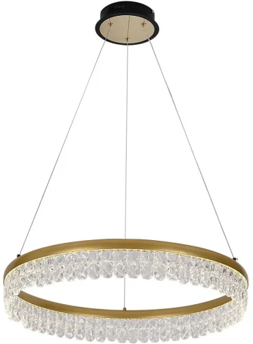Люстра подвесная LED с пультом Lunetta 4186-1P F-promo прозрачная белая на 1 лампа, основание золотое чёрное в стиле современный кольца с пультом
