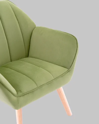 Кресло Руди травяной УТ000040116 Stool Group, зелёный/велюр, ножки/массив гевеи/бежевый коричневый, размеры - *750****мм фото 7