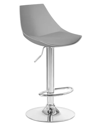 Стул барный 3000-LM ROCKY, цвет сиденья серый, цвет основания хром Dobrin, серый/экокожа, ножки/металл/хром, размеры - 830*1040***380*480