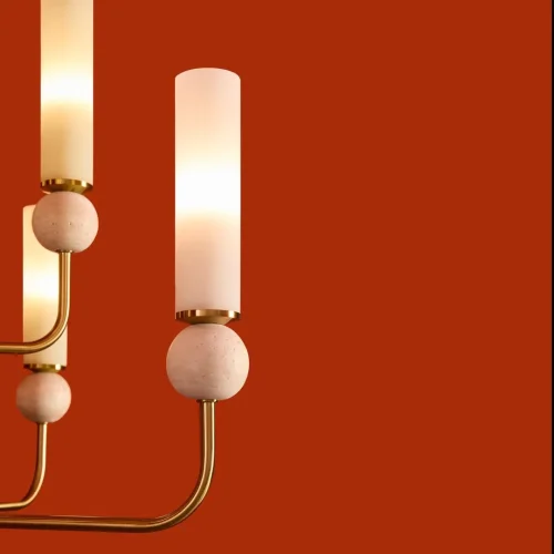 Люстра на штанге Sunspot FR5482CL-08BS Freya белая на 8 ламп, основание латунь в стиле современный фото 12 Люстра на штанге Sunspot FR5482CL-08BS Freya белая на 8 ламп, основание латунь в стиле современный фото 12