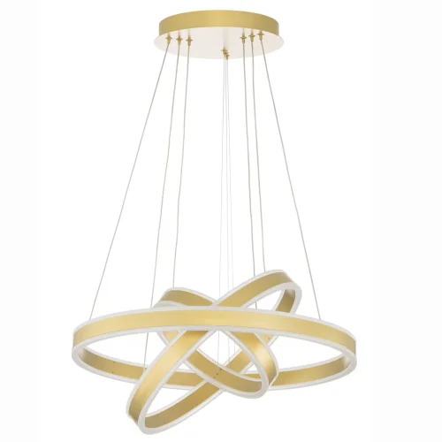 Люстра подвесная LED с пультом Дуэт CL719652 Citilux золотая на 1 лампа, основание золотое в стиле современный хай-тек кольца с пультом фото 4
