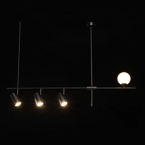 Светильник подвесной Астор 545014404 DeMarkt чёрный белый 3 лампы, основание чёрное в стиле современный хай-тек  фото 2