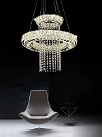 Люстра подвесная LED Sapori DDP 6939 Lumina Deco хром на 1 лампу, основание хром в стиле современный кольца