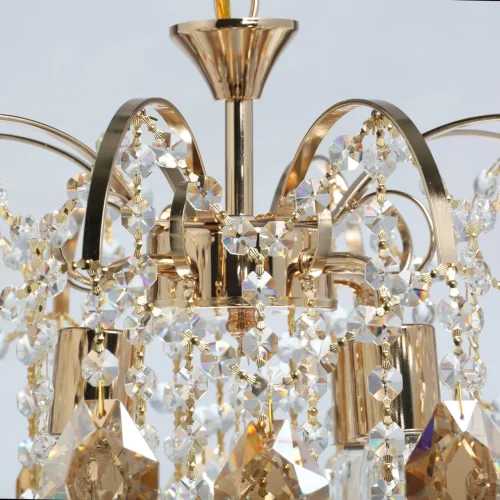 Люстра подвесная Бриз 111014504 DeMarkt янтарная прозрачная на 4 лампы, основание золотое в стиле классический  фото 11