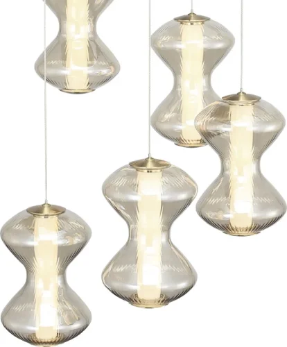 Светильник подвесной LED Spine SL6136.233.01 ST-Luce янтарный на 1 лампу, основание золотое в стиле современный каскад фото 2