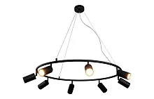 Светильник подвесной RIVO SP8 BL Crystal Lux чёрный на 8 ламп, основание чёрное в стиле минимализм 