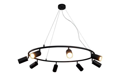 Светильник подвесной RIVO SP8 BL Crystal Lux чёрный на 8 ламп, основание чёрное в стиле минимализм 