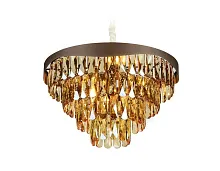 Люстра подвесная Traditional TR5086 Ambrella light янтарная на 6 ламп, основание коричневое в стиле арт-деко 