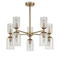 Люстра потолочная Kassia 6586/10 Lumion прозрачная на 10 ламп, основание золотое в стиле современный 