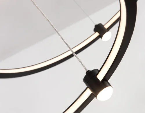 Люстра подвесная LED FL5525 Ambrella light чёрная на 1 лампа, основание чёрное в стиле хай-тек современный кольца фото 7