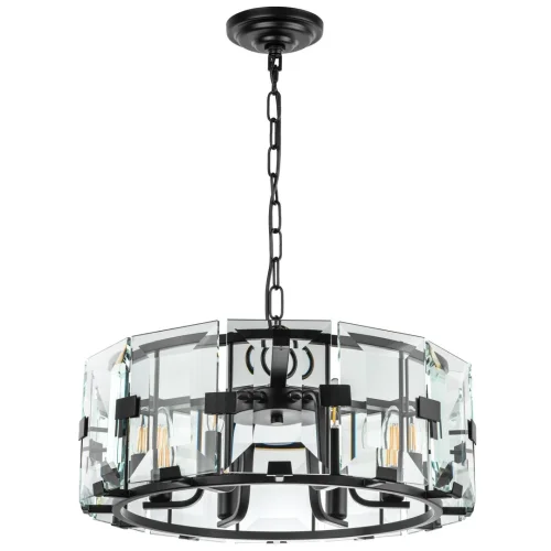 Люстра подвесная Novara 713267 Lightstar прозрачная на 6 ламп, основание чёрное в стиле классический арт-деко современный 
