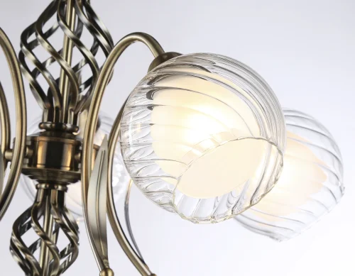 Люстра потолочная TR3070 Ambrella light белая на 5 ламп, основание бронзовое в стиле классический шар фото 8