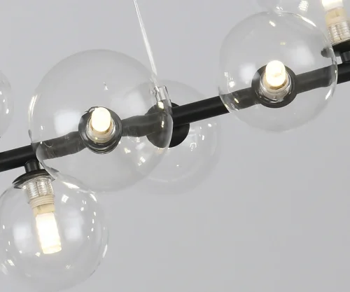 Светильник подвесной Иона 09408-10,19 Kink Light прозрачный 10 ламп, основание чёрное в стиле современный лофт молекула шар фото 2