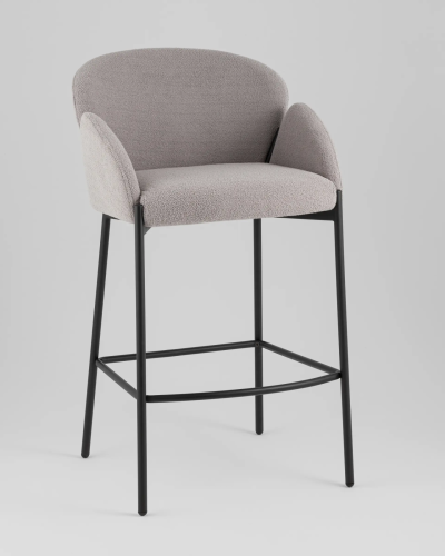 Стул барный Melia, серый, сиденье УТ000040514 Stool Group, серый/букле, ножки/металл/чёрный, размеры - *****