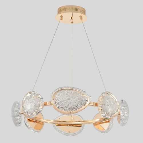 Люстра подвесная LED с пультом FELICIDAD SP64W LED Crystal Lux прозрачная на 1 лампу, основание золотое в стиле современный фото 4