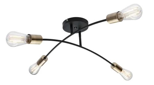 Люстра потолочная Sarini 54003-4 Globo без плафона на 4 лампы, основание чёрное в стиле лофт современный 
