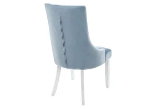 Деревянный стул Elegance white / blue 11586 Woodville, голубой/велюр, ножки/дерево/белый, размеры - ****520*580 фото 8