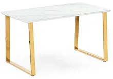 Керамический стол Селена 2 140х80х77 белый мрамор / золото 571412 Woodville столешница белая из керамика