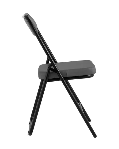 Складной стул Джонни экокожа серый каркас черный матовый УТ000035362 Stool Group, чёрный/экокожа, ножки/металл/чёрный, размеры - ****450*495 фото 4