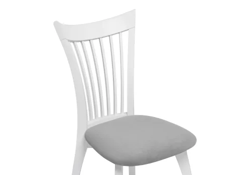 Деревянный стул Лидиос серый велюр / белый 515979 Woodville, серый/велюр, ножки/массив бука дерево/белый, размеры - ****460*620 фото 5