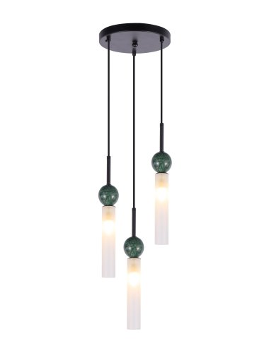 Светильник подвесной Illis V11791-3P Moderli белый на 3 лампы, основание чёрное зелёное в стиле арт-деко современный каскад Светильник подвесной Illis V11791-3P Moderli белый на 3 лампы, основание чёрное зелёное в стиле арт-деко современный каскад