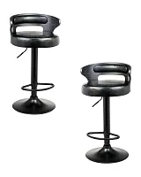 Стул барный набор 2 шт. SET-2 1018_BlackBase-LMZ FRED BLACK, цвет сиденья черный, цвет каркаса сиденья черное дерево, цвет основания черный Dobrin, /экокожа, ножки/металл/чёрный, размеры - 785*990****