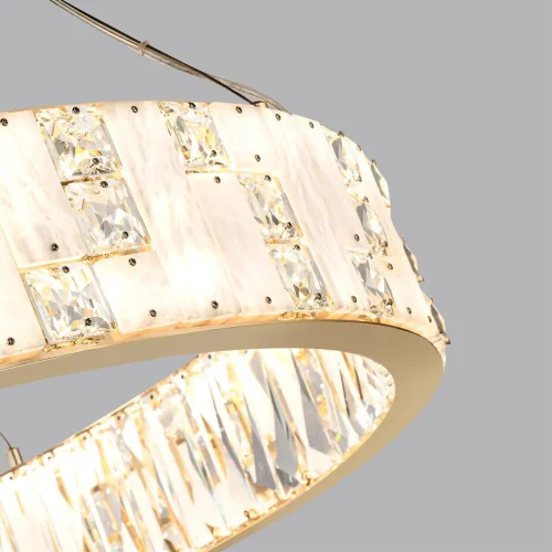 Люстра подвесная LED Crossa 5072/100L Odeon Light белая прозрачная на 1 лампа, основание золотое в стиле современный кольца фото 6