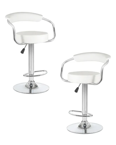 Стул барный набор 2 шт. SET-2 5013-LM MARTA, цвет сиденья белый, цвет основания хром Dobrin, /экокожа, ножки/металл/хром, размеры - 830*1040***520*490