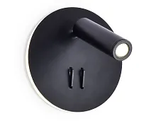 Бра с выключателем LED FW252 Ambrella light чёрный 1 лампа, основание чёрное в стиле хай-тек минимализм для чтения