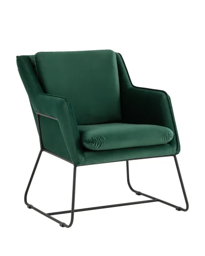 Кресло Роланд в стиле лофт велюр зелёный УТ000035917 Stool Group, зелёный/велюр, ножки/металл/чёрный, размеры - ****700*840мм