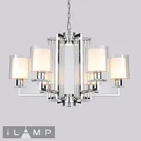 Люстра подвесная King RM6201-6 CR+CL iLamp прозрачная на 6 ламп, основание хром в стиле современный американский 