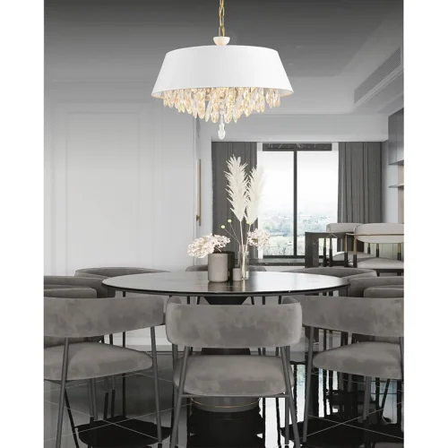 Люстра подвесная Mitrim 8374/3 Lumion белая на 3 лампы, основание латунь в стиле классический фото 3 Люстра подвесная Mitrim 8374/3 Lumion белая на 3 лампы, основание латунь в стиле классический фото 3