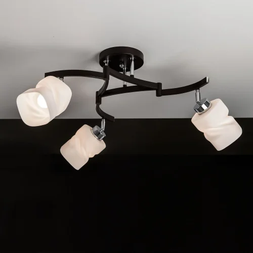 Люстра потолочная Берта CL126132 Citilux белая на 3 лампы, основание венге коричневое в стиле модерн  фото 4