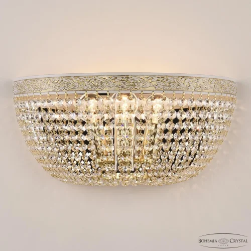 Бра AL19111B/35OL WMG Bohemia Ivele Crystal прозрачный на 3 лампы, основание золотое патина белое в стиле классический r