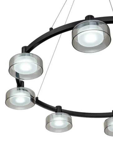 Светильник подвесной LED с пультом Gloze 4009/02/08P Stilfort серый чёрный 1 лампа, основание чёрное в стиле современный с пультом фото 4
