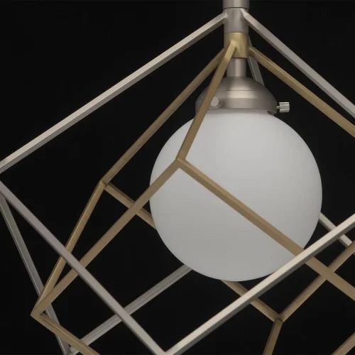 Светильник подвесной Призма 726010301 MW-Light бронзовый матовый никель белый 1 лампа, основание матовое никель в стиле современный куб фото 5