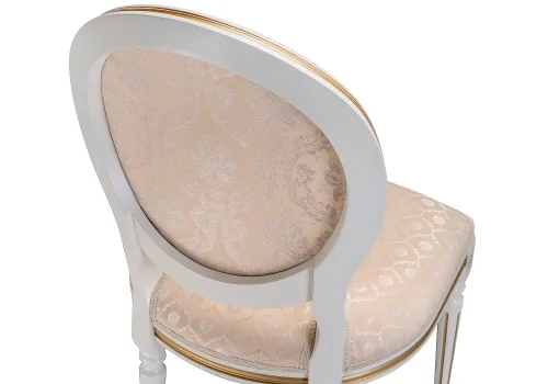 Деревянный стул Данте молочный с золотой патиной 406092 Woodville, бежевый/ткань, ножки/массив бука/молочный, размеры - ****510*550 фото 6