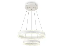 Люстра подвесная LED с пультом FA6175 Ambrella light прозрачная белая на 1 лампа, основание белое в стиле модерн хай-тек с пультом кольца
