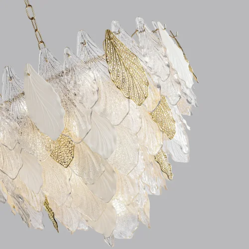 Люстра подвесная Lace 5052/21 Odeon Light золотая прозрачная белая на 21 лампа, основание золотое в стиле современный флористика  фото 5