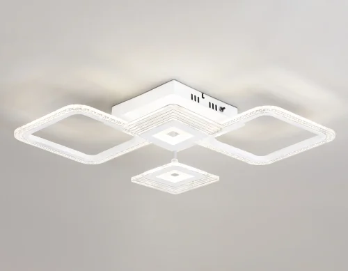 Люстра потолочная LED с пультом FA4281 Ambrella light белая на 1 лампа, основание белое в стиле современный хай-тек с пультом квадраты фото 4