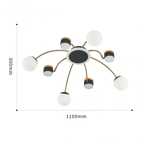 Люстра потолочная LED Ferrara-71040 271040/8 BK/GD Arte Milano белая на 1 лампу, основание чёрное в стиле современный хай-тек фото 12