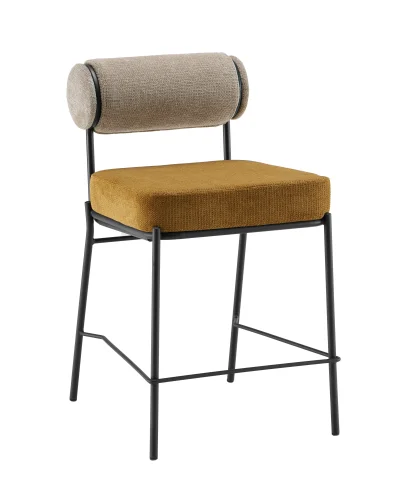 Стул полубарный Ponpoun, бежевый, терракотовый УТ000040468 Stool Group, терракотовый/шенилл, ножки/металл/чёрный, размеры - *910***520*635