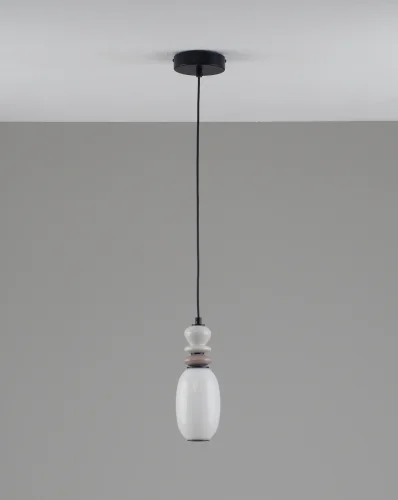 Светильник подвесной LED Glaze V11699-PL Moderli белый на 1 лампу, основание чёрное в стиле современный 
